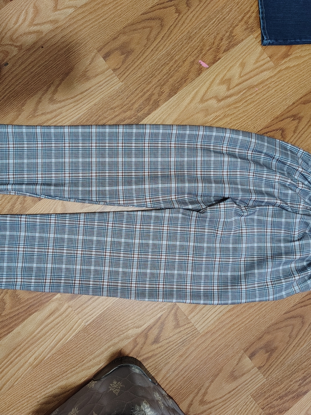 Men's Plaid Chinos in Blue Gray
